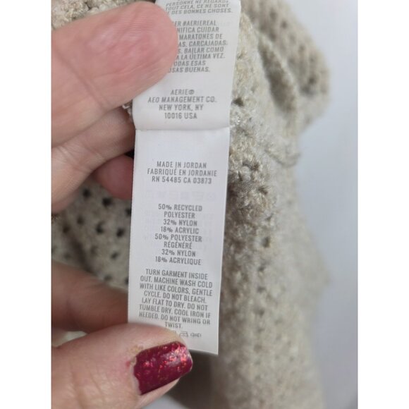 Aerie Women's Sweater Plus Size XXL Beige Oversize Long Sleeve Open Knit Top - Picture 10 of 12